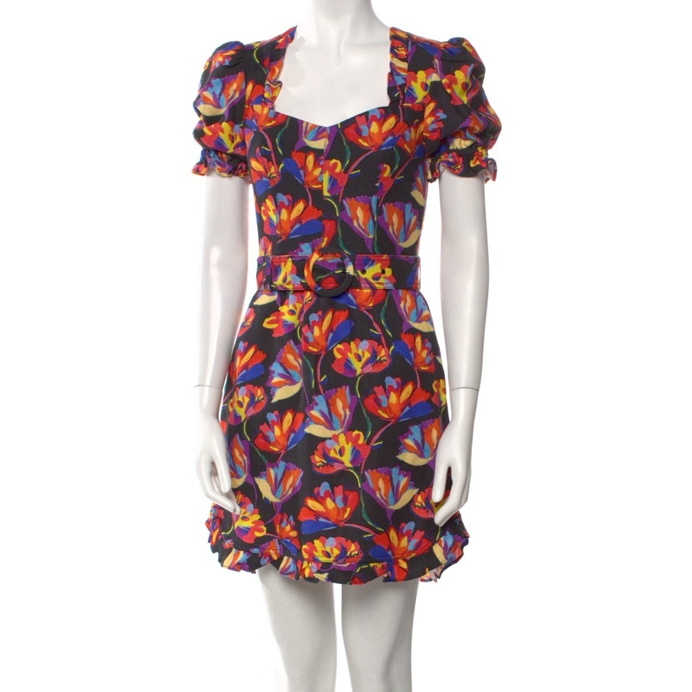 Rebecca Vallance Floral Puff Sleeve Mini Dress